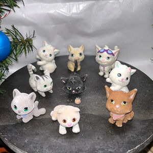 Vintage Kitty In My Pocket Animal Pet Lot Of  9 cat Flocked Hasbro